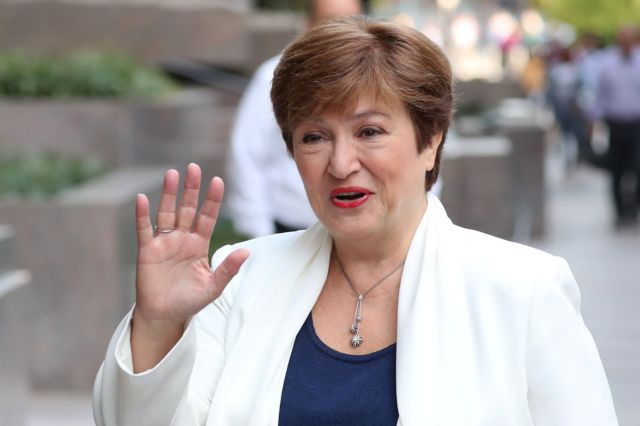 International Monetary Fund (IMF) Managing Director Kristalina Georgieva arrives for her first day in her new post at IMF headquarters in Washington, U.S. October 1, 2019.  REUTERS/Jonathan Ernst