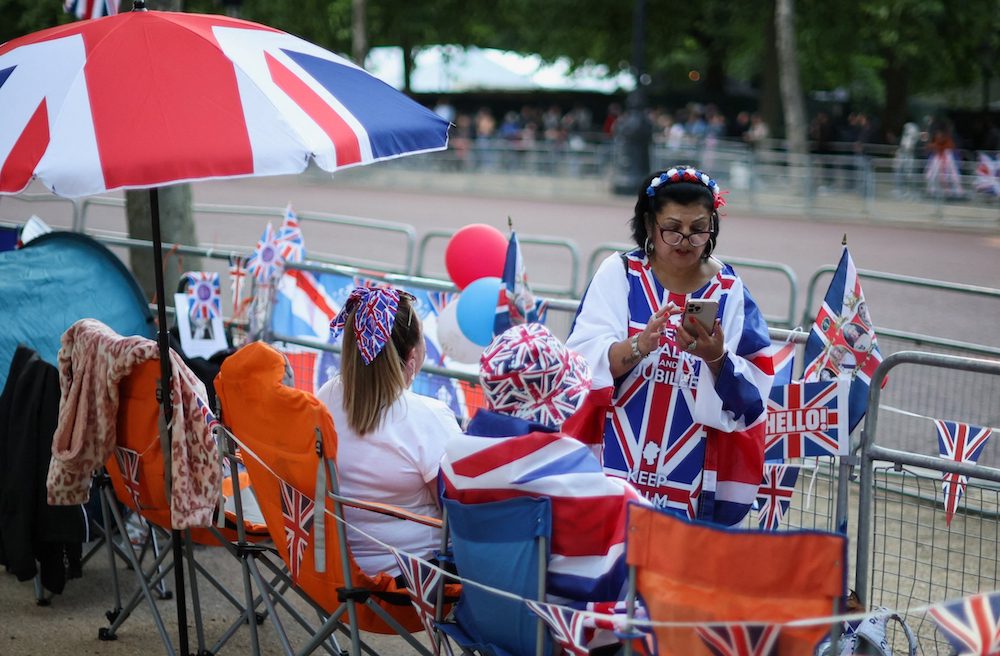 Royal fans camp near the Buckingham Palace in London
