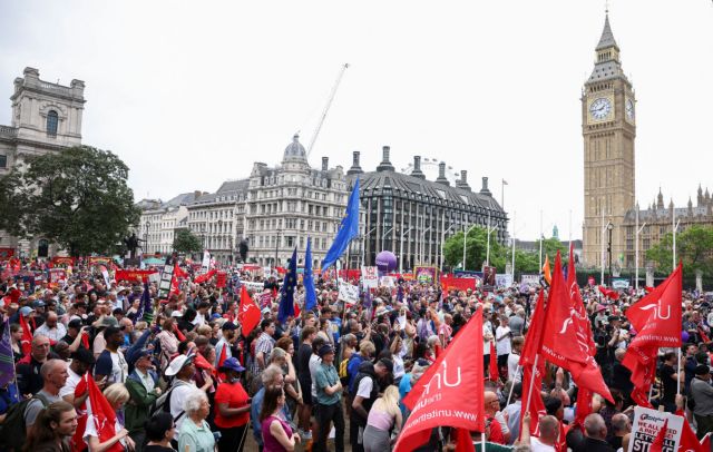 'Britain Deserves Better' Trade union protest march in London