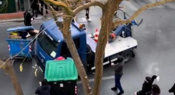 Τα βίντεο της ντροπής – Γερανός της Αστυνομίας σε «τρελή» πορεία κατά διαδηλωτών (video)