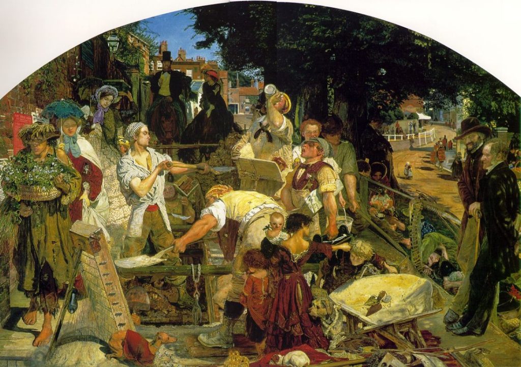 O πίνακας με τίτλο «Work» του Φορντ Μάντοξ Μπράουν, του 1865, φιλοξενείται στο Manchester Art Gallery. Απεικονίζει τη μετάβαση από την αγροτική στην αστική οικονομία και την ανάδυση της μεσαίας τάξης.